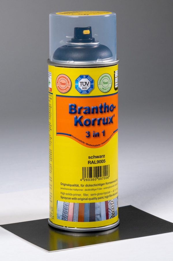 Brantho-Korrux "3 in 1" | Industriāls pārklājums aerosolā 400ml RAL 9005 (jet black)
