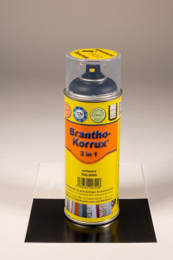 Brantho-Korrux "3 in 1" | Industriāls pārklājums aerosolā 400ml RAL 9005 (jet black) — attēls 2
